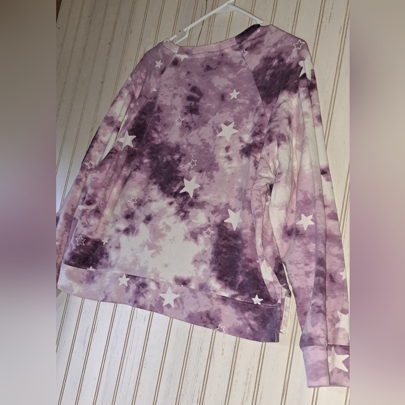 Ladies Wildfox Tie Dyed Stars Purple Pullover Sweatshirt Comfy Beach Leisure XL - Picture 4 of 11